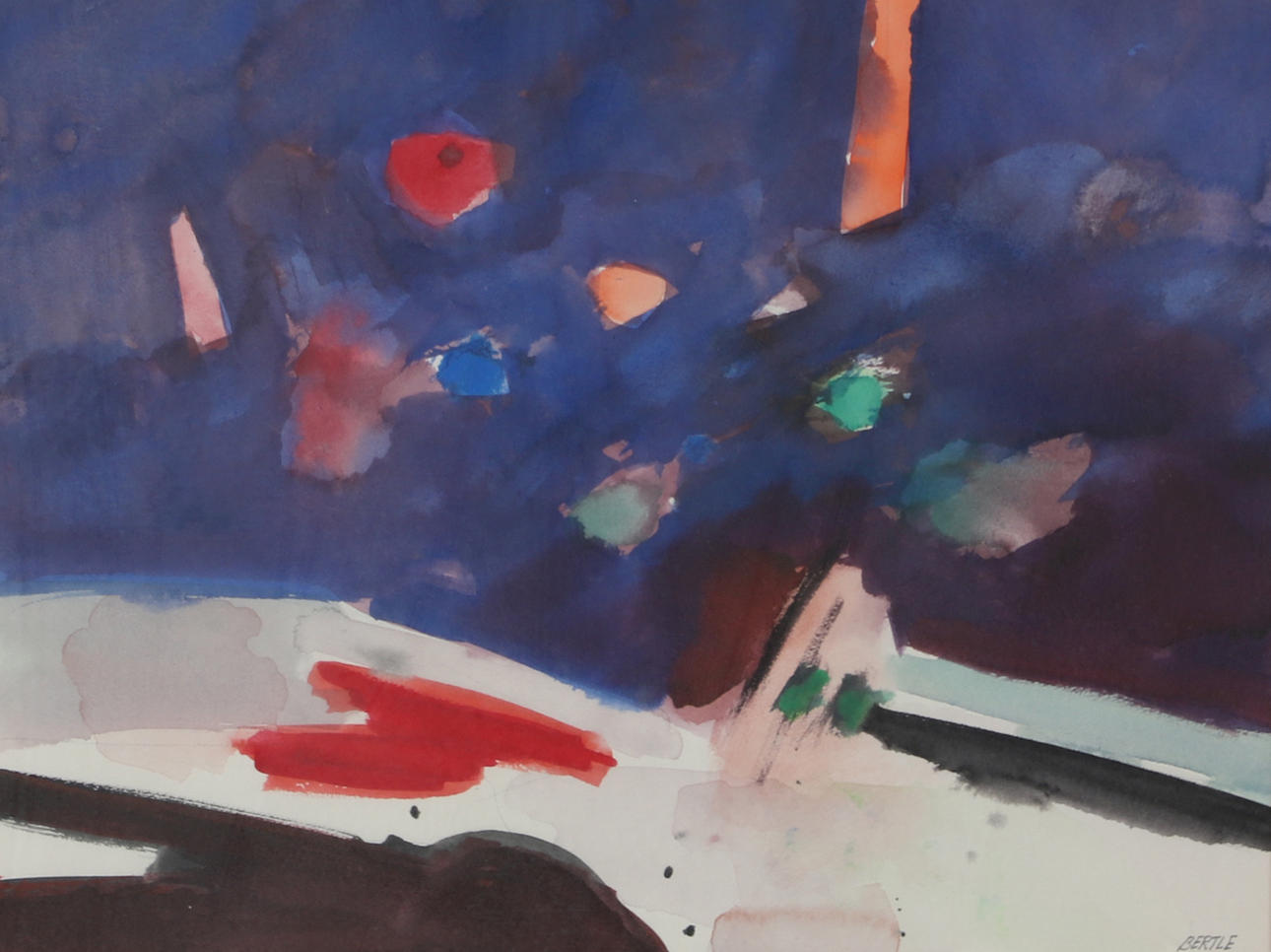 LARS BERTLE. «Playa abandonada», acuarela, firmada Bertle.