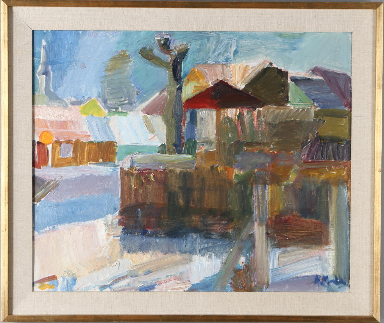 ASTRID MUNTHE DE WOLFE. "Vinter Waxholm, olja på duk, signerad.