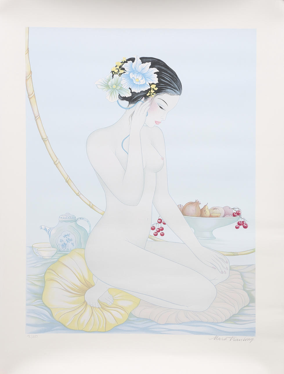 OIDENTIFIERAD KONSTNÄR. Grafiskt blad, signerad Masa Tianlong.