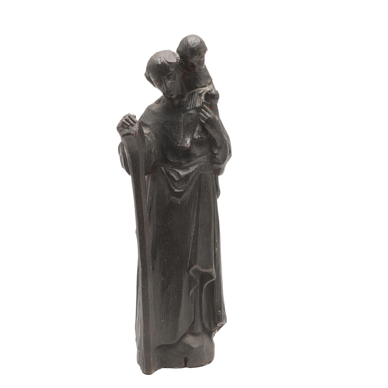 EINE GESCHNITZTE UND GEBEIZTE HOLZFIGUR - HEILIGER CHRISTOPHORUS.