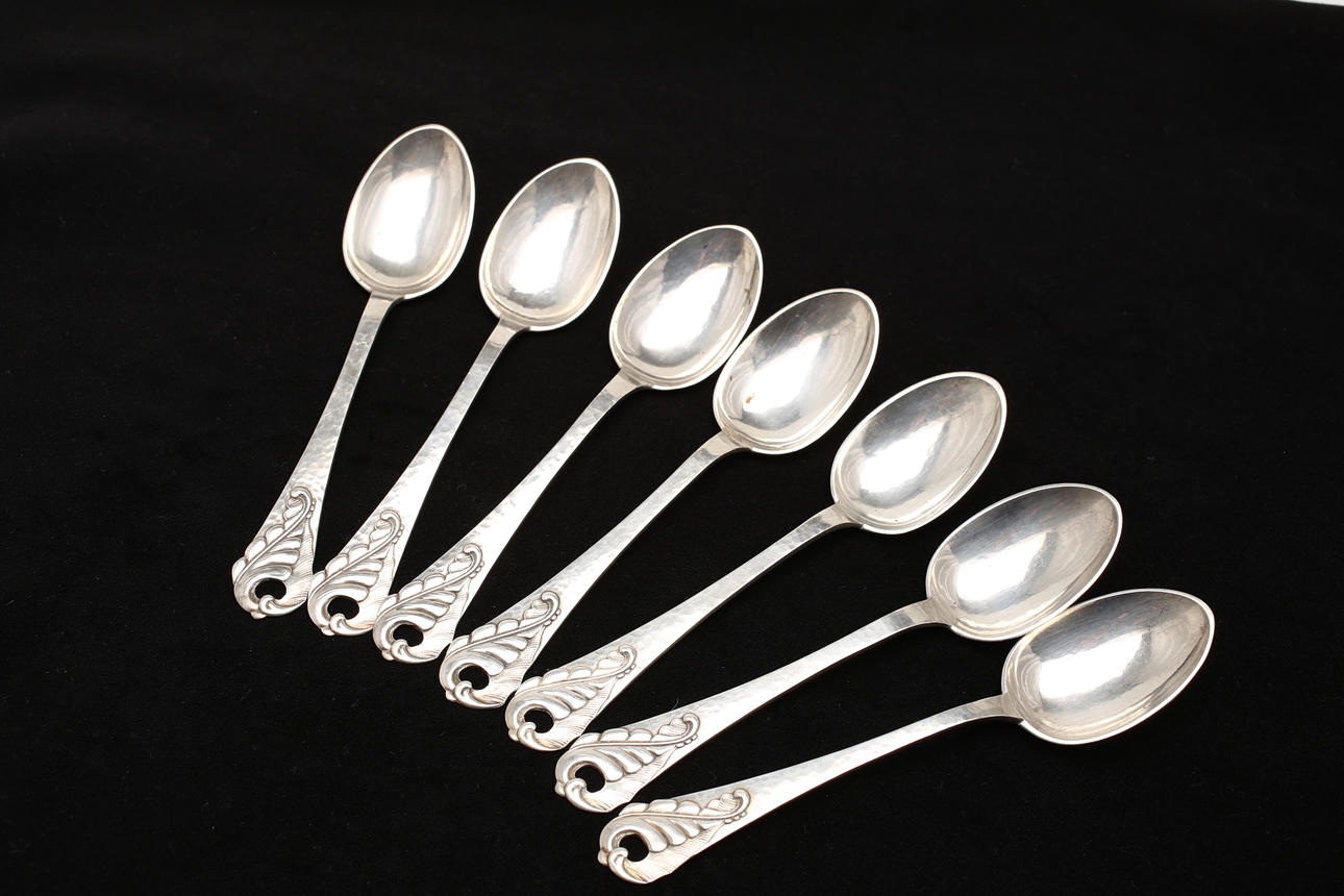 SKEDAR, dessert, 7 st. Silver, Christian F. Heise 1927. Köpenhamn, Danmark.