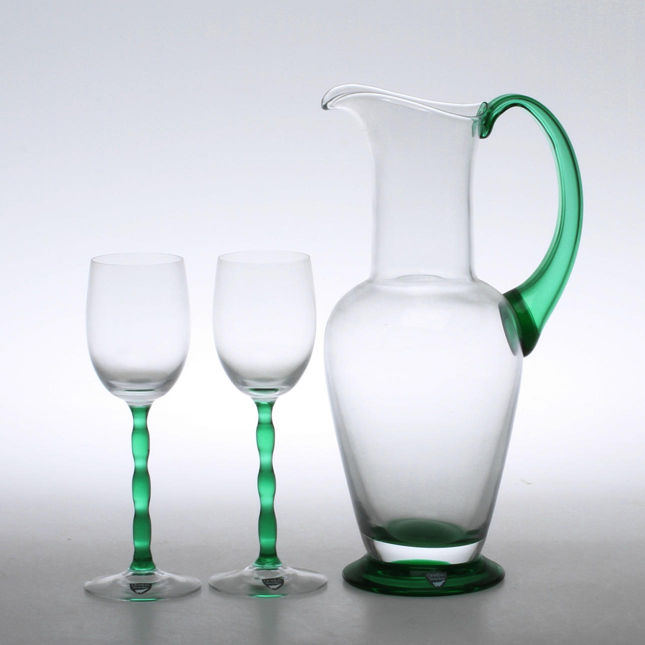 KANNA och VITVINGLAS, 1 par, "Nobel", Gunnar Cyrén, Orrefors.