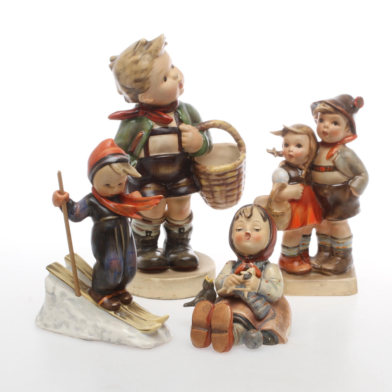 FIGURINER, 4 st, porslin, MJ Hummel, Goebel, 1900-tal.