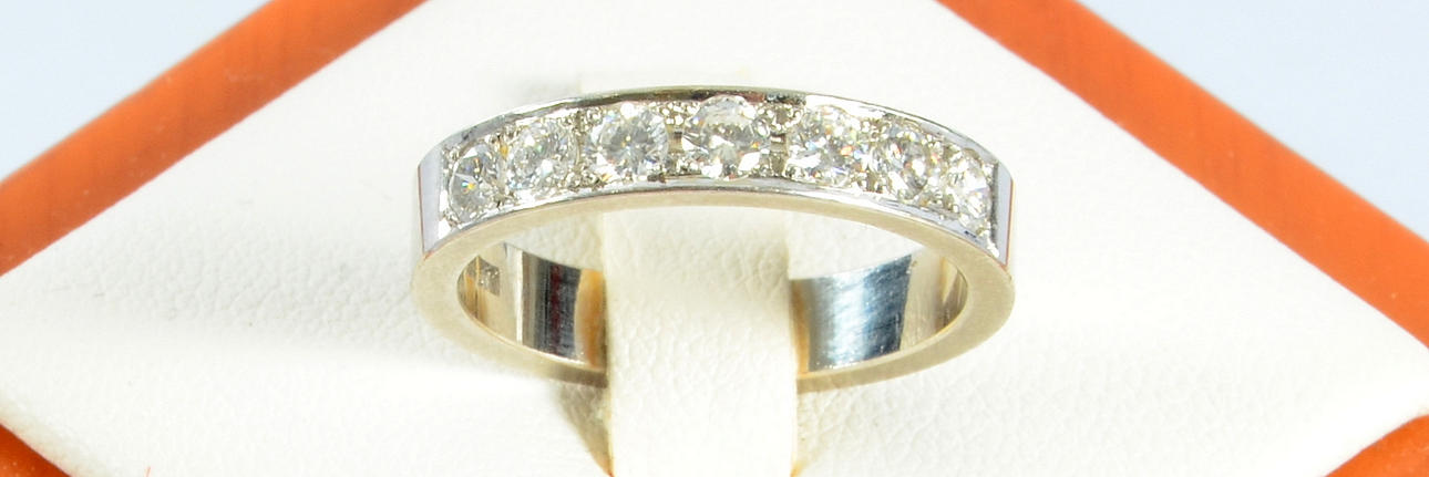 DIAMANTRING, 18K, vitguld, tot 0,70ct, Uppsala, 1977.