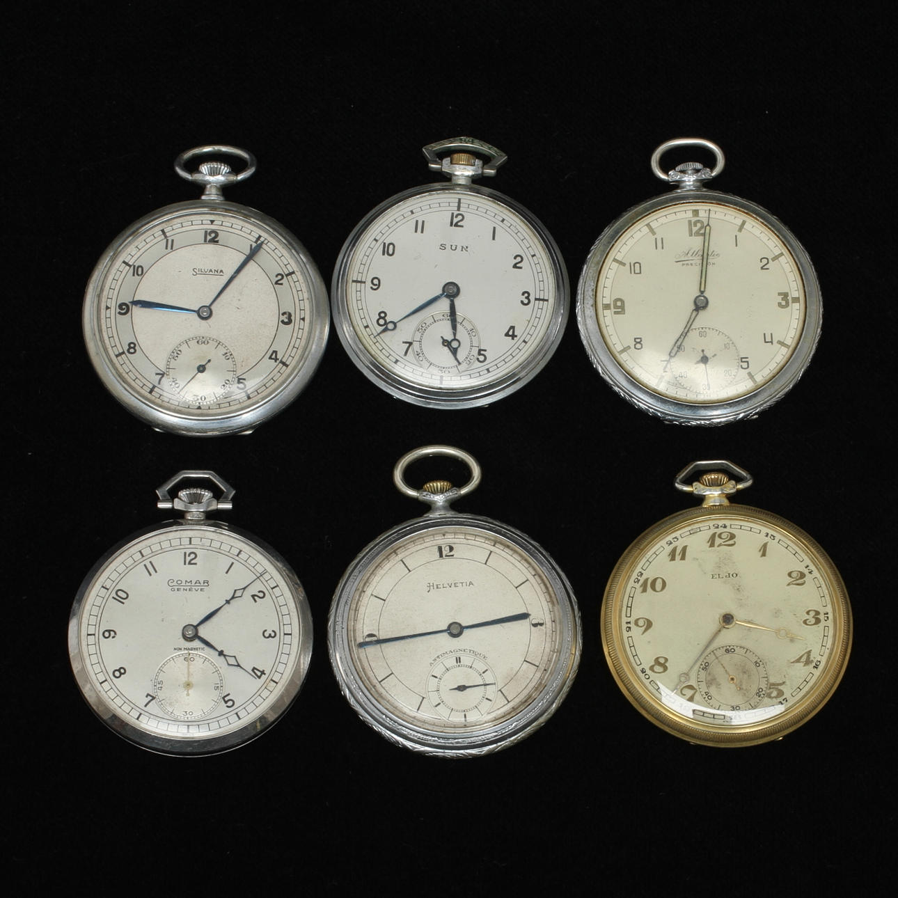 FICKUR, 6 st, bland annat Helvetia, Comab, Silvana och Atlnatic, boetter av olika material, 1900-tal.