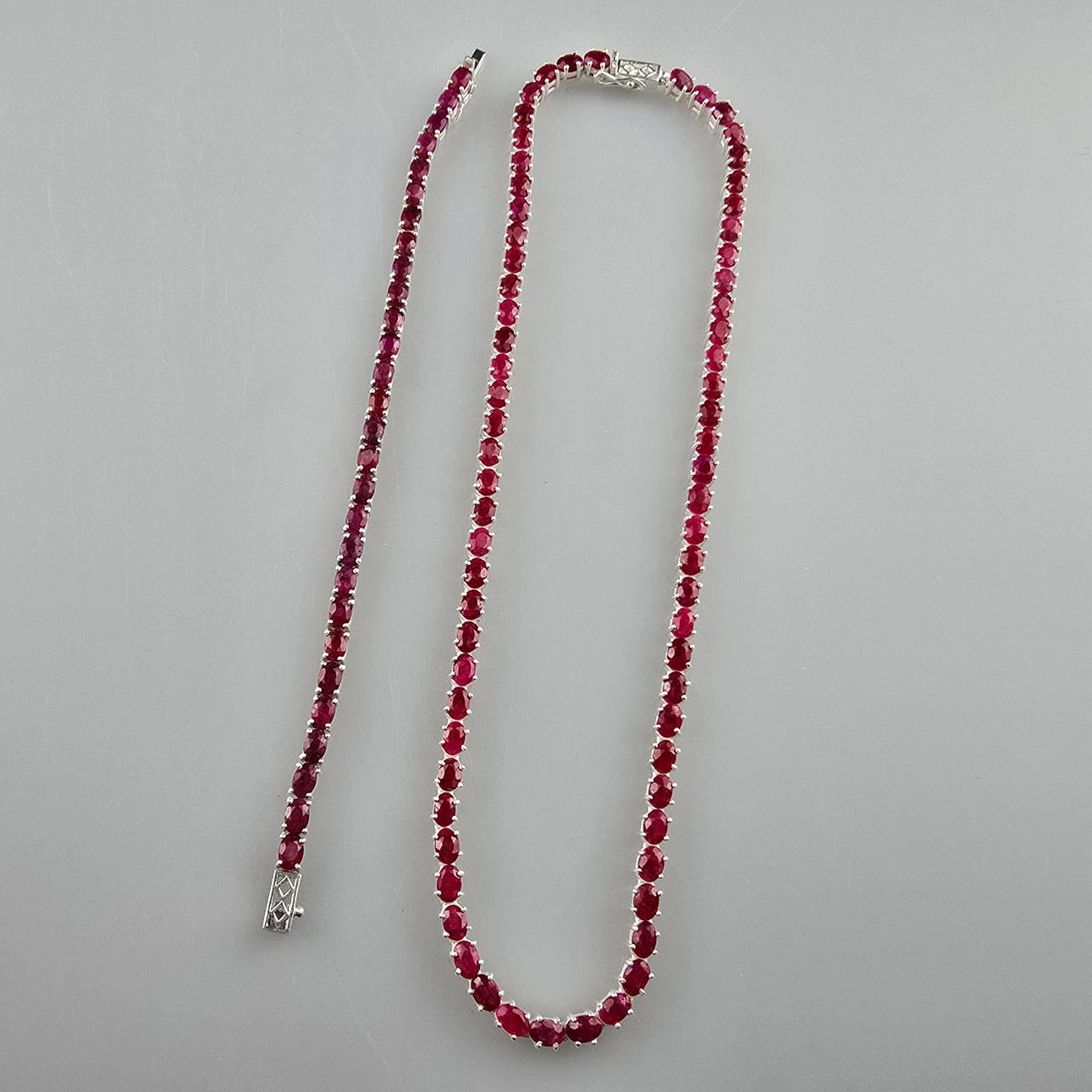 - Rubinhalsband & rubinarmband - 925 sterlingsilver.