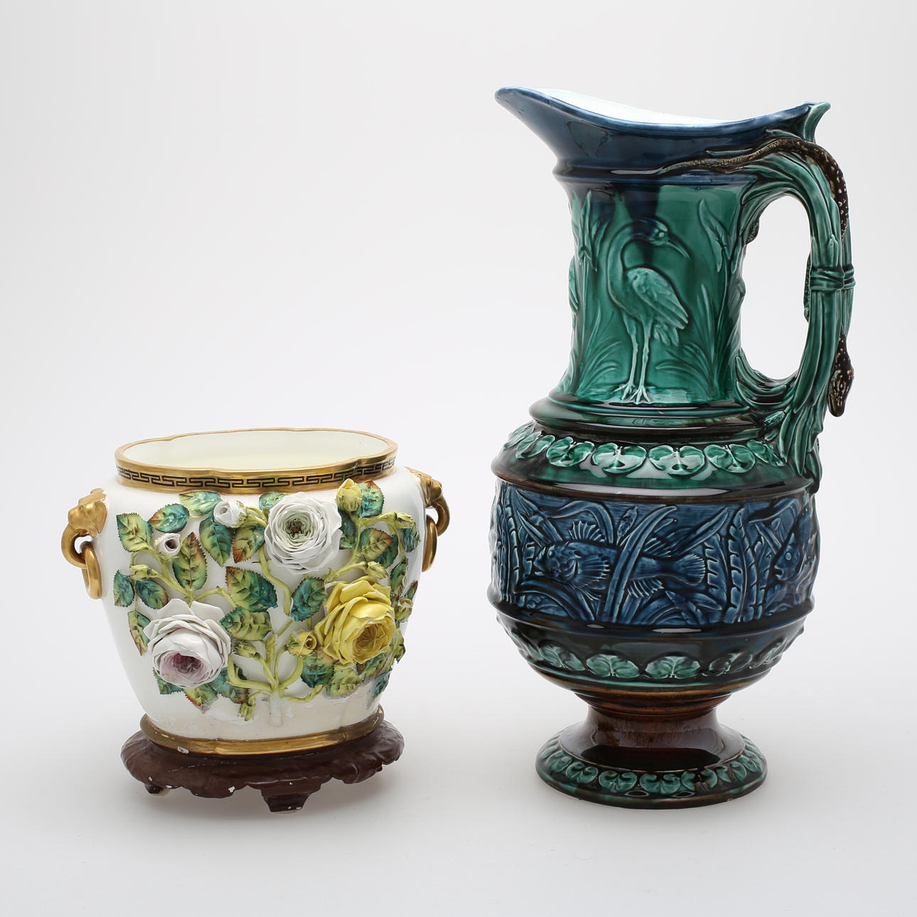 KANNA, majolika, jugend, Rörstrand samt YTTERFODER, porslin.