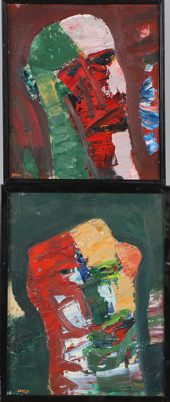 LARS BERTLE. “Martyr I”, “Wraith”, 2 pieces, oil on panel, signed Bertle.