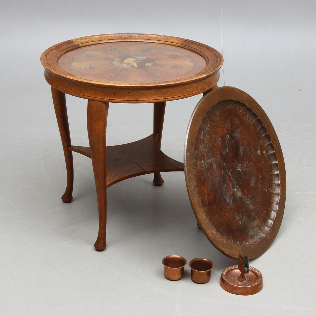 RÖKBORD med tillbehör, 4 delar, jugend, tidigt 1900-tal.