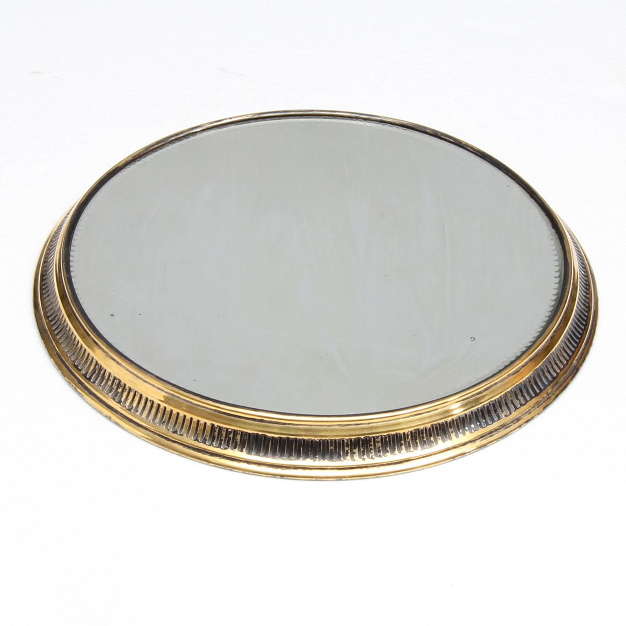 BORDSPLATEAU, mässing med spegelglas, tidigt 1900-tal.