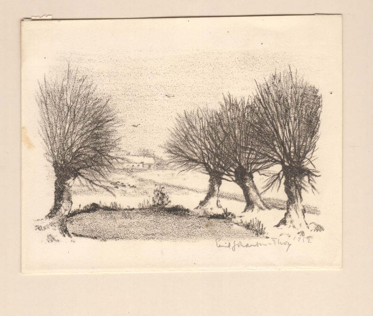 EMIL JOHANSSON-THOR. grafiskt blad skånepilar 1912.