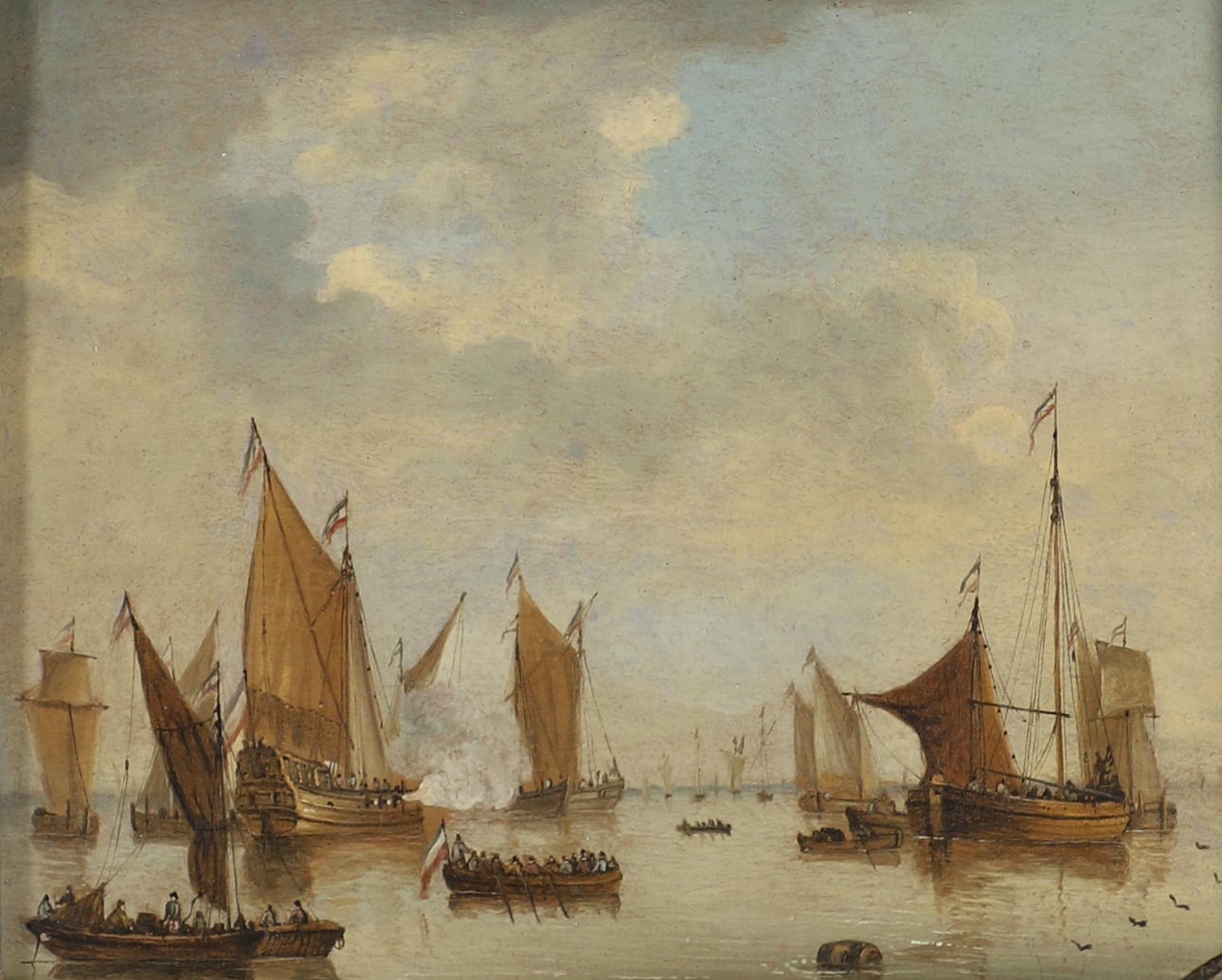 FRANCIS SWAINE (1725-1782). THE EVENING GUN; VESSELS IN A CALM.