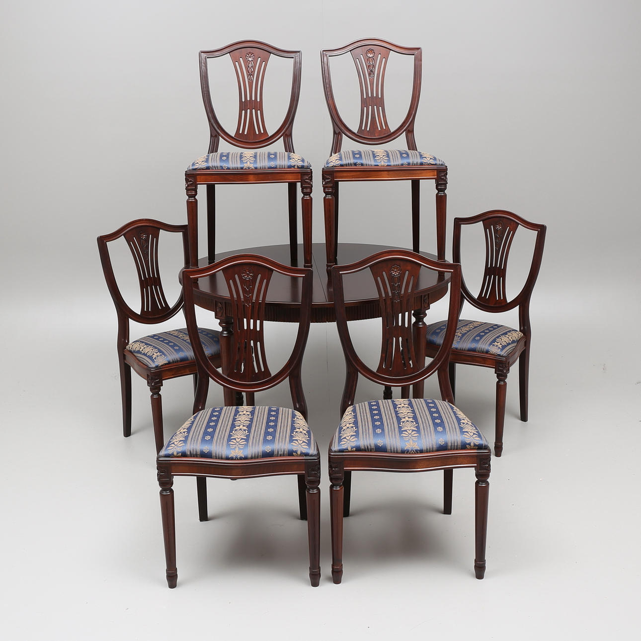 MATSALSMÖBEL, 7 delar, gustaviansk stil, Möbelboning i Tibro AB, 1900-tal.