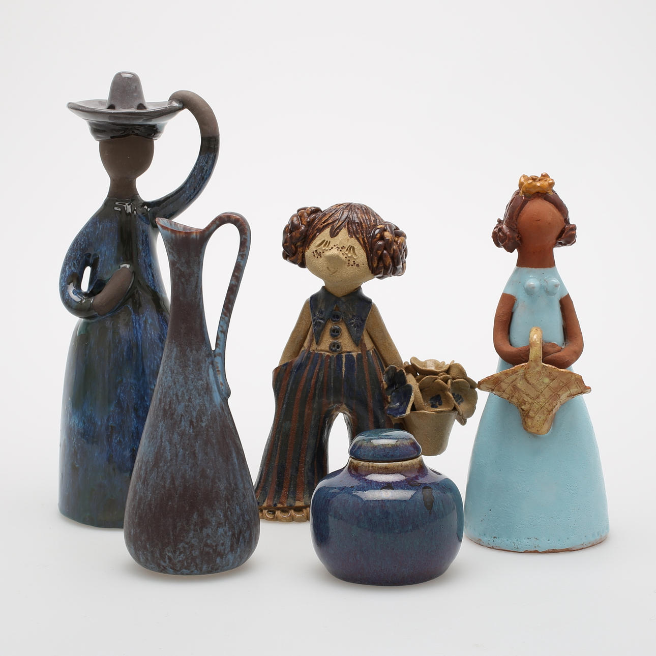 FIGURINER, VAS, LOCKSKÅL, 5 st, Gunnar Nylund, Elsi Bourelius m.fl.