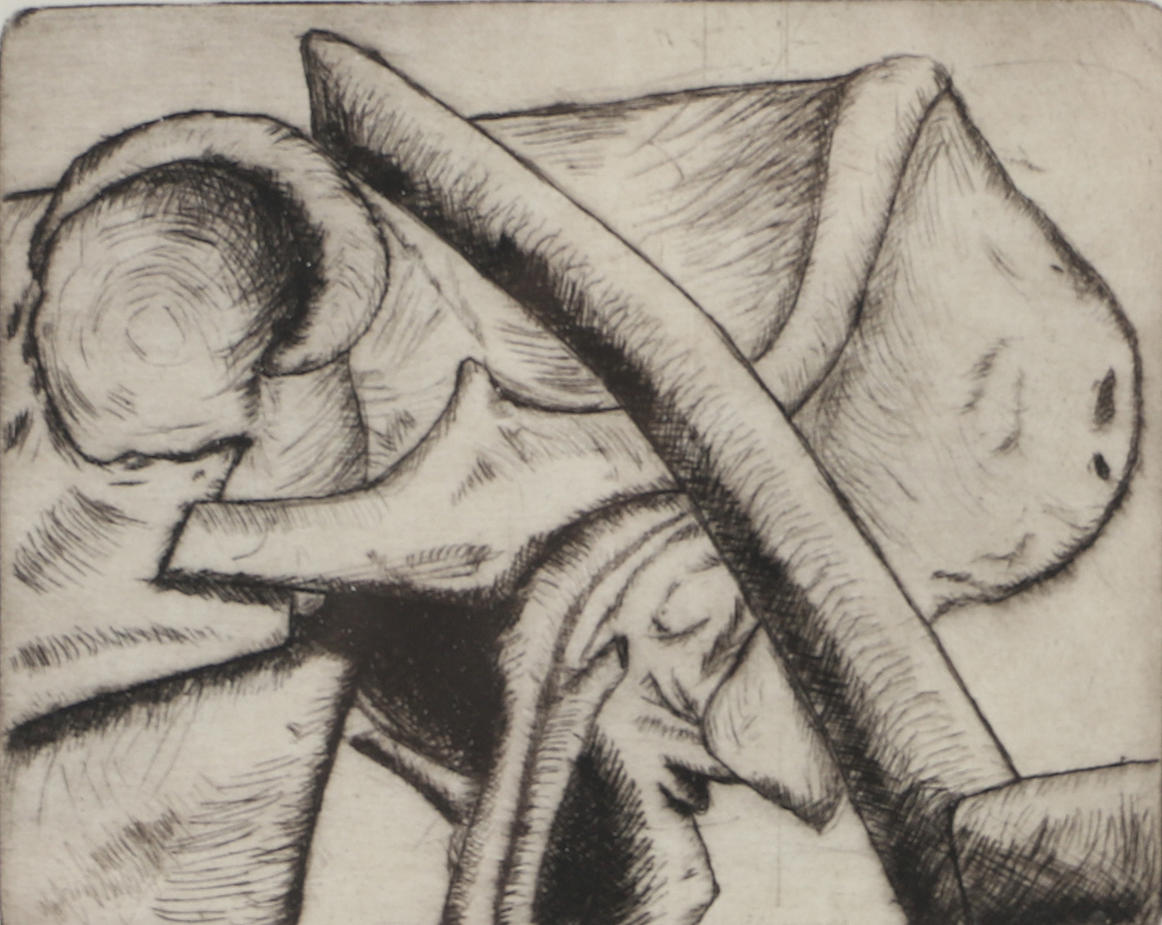 RICHARD PALMÉR. Komposition, torrnål, signerad.