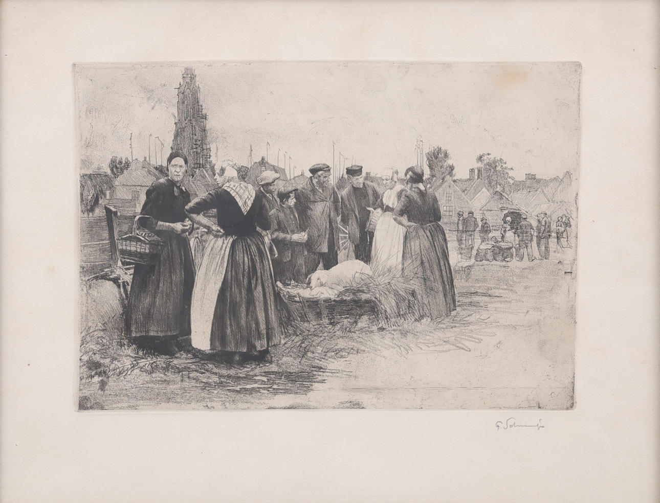 FERDINAND SCHMUTZER (1870-1928). Figure composition, etching, signed.