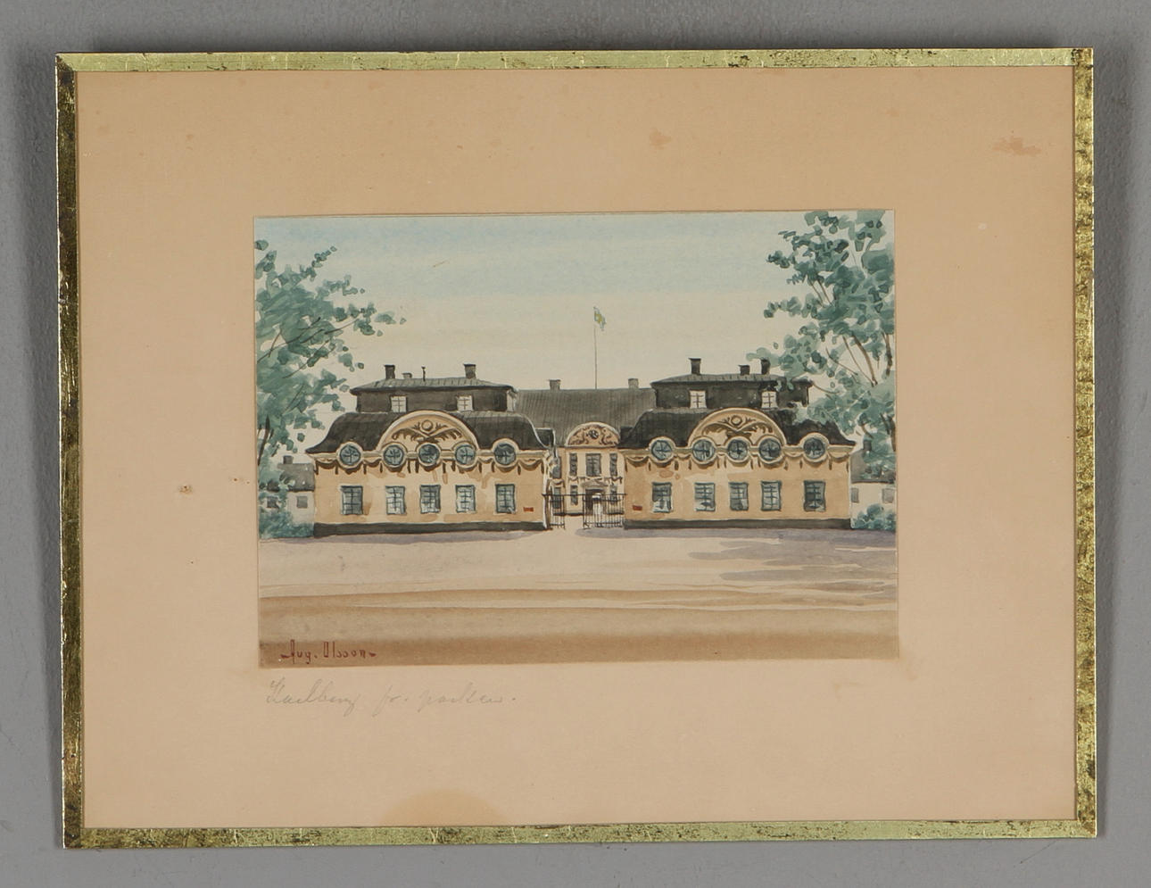 AUGUST LEONARD OLSSON. Karlbergs slott, akvarell, signerad.