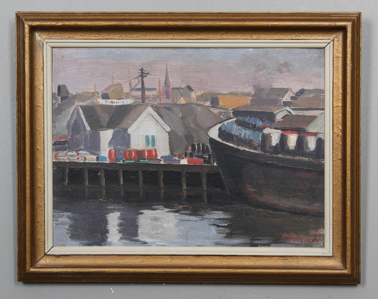 FOLKE BULOW. olja på panå, signerad och daterad 37.