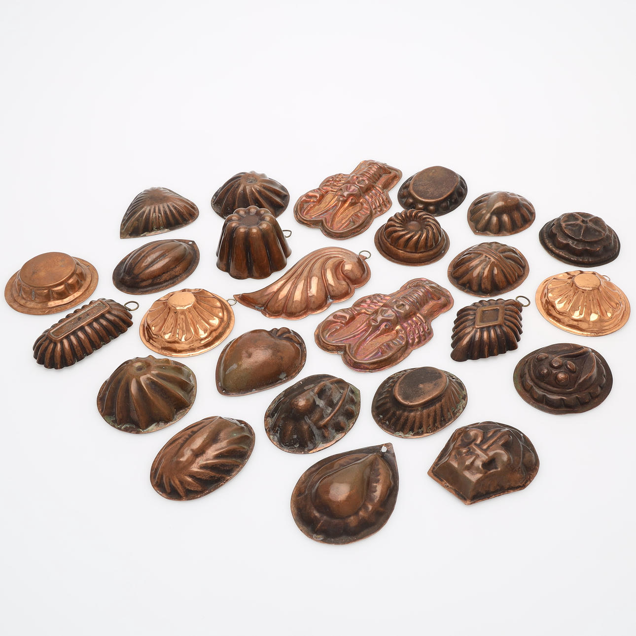 KAKFORMAR, 25 st, koppar, 1800/1900-tal.