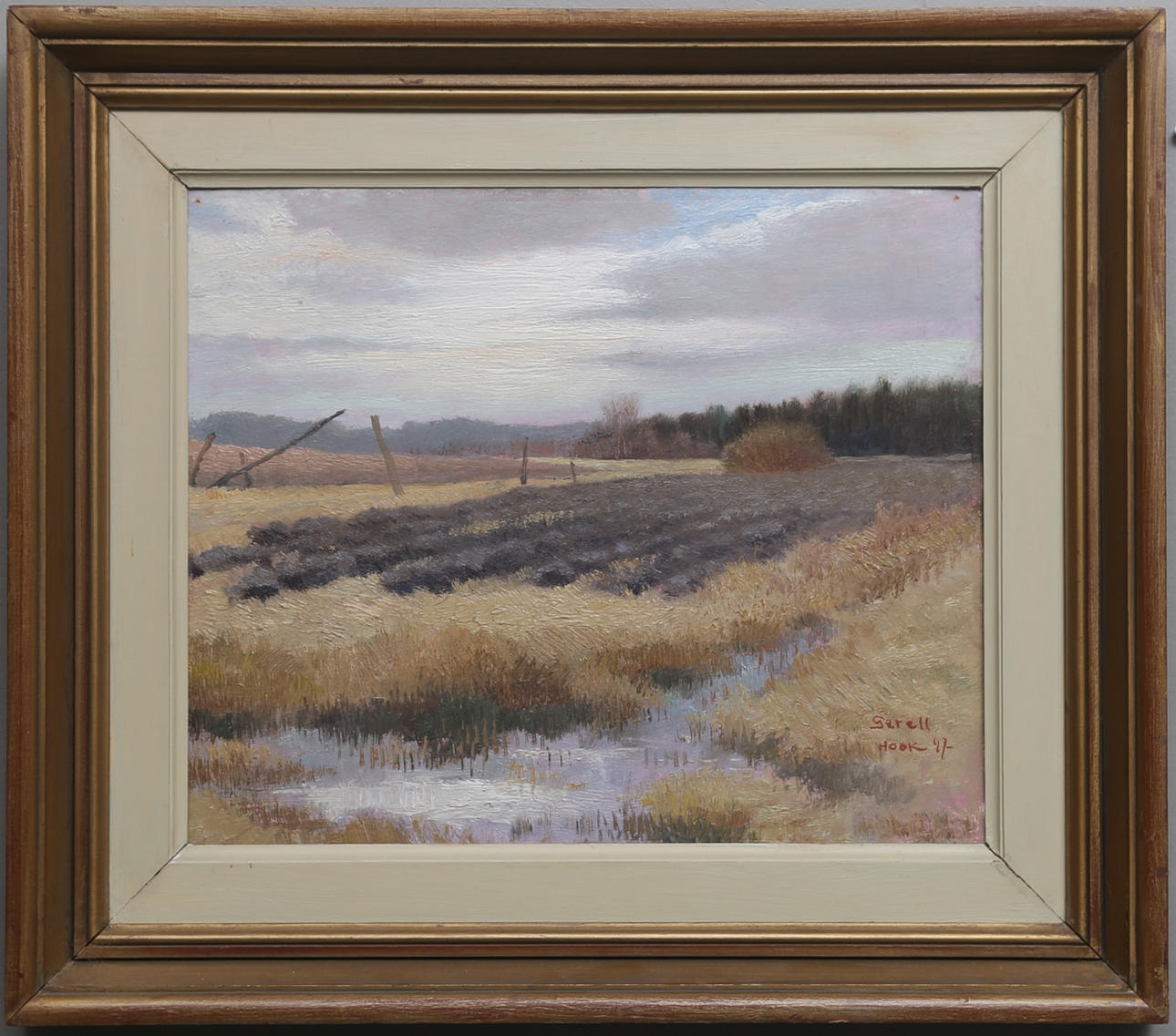 GRETA GERELL. Olja på pannå, signerad Gerell och daterad Hook 47.