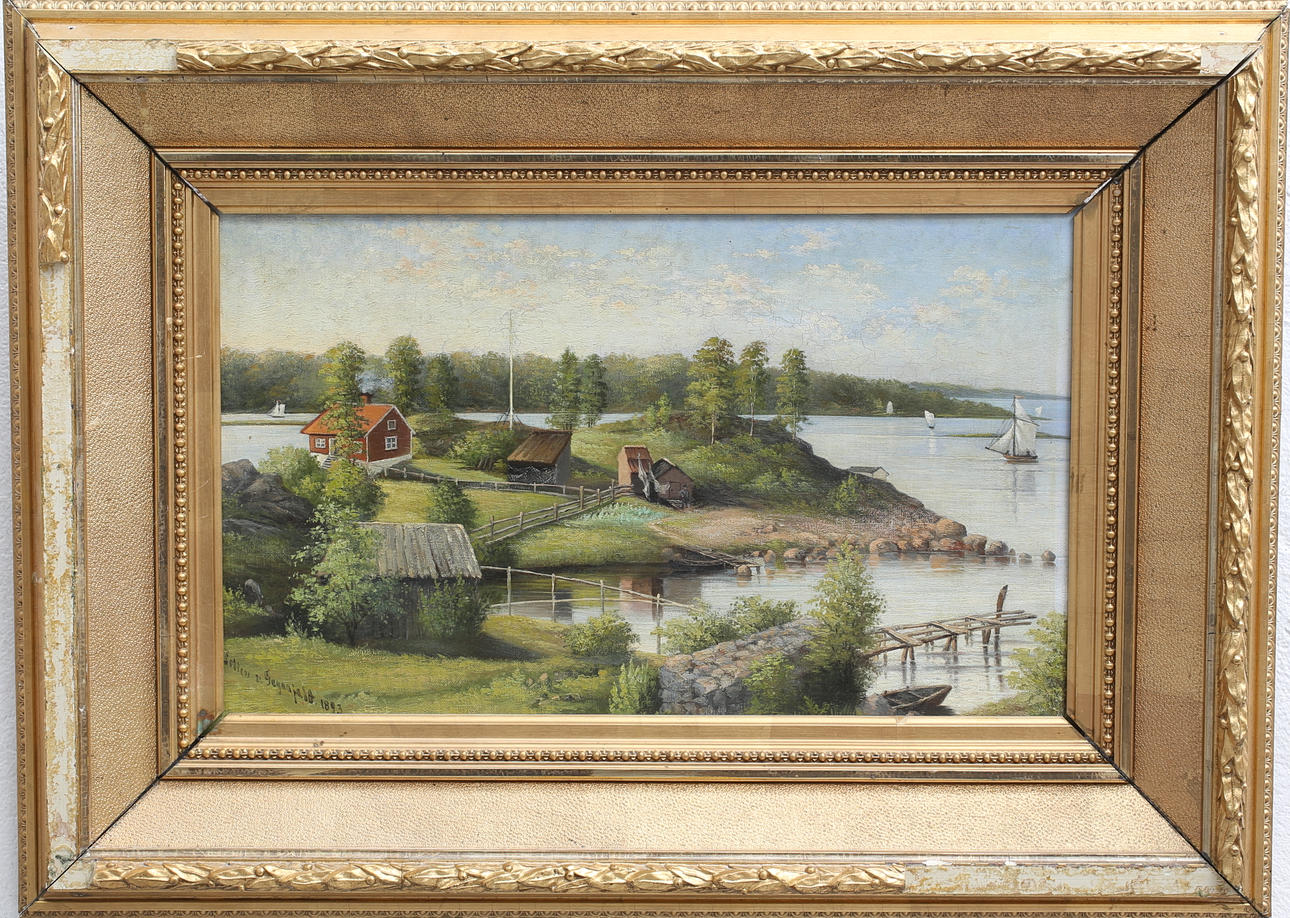 LOTTEN VON GEGERFELT. Bossholmen, Saltvik. Olja på duk, signerad och daterad 1893.