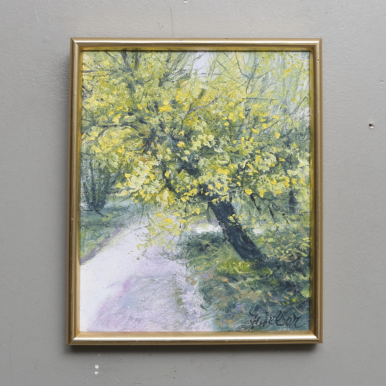 HELMUT WEBER. "Körsbärskornell-träd". Olja på duk, signerad.