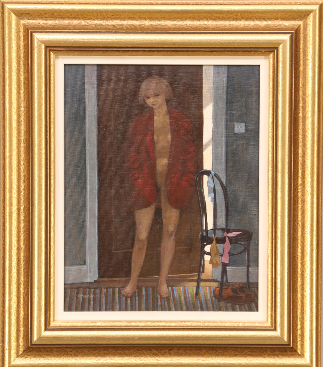 ULF GREDER. "Putting on the kettle", olja pannå, signerad Greder.