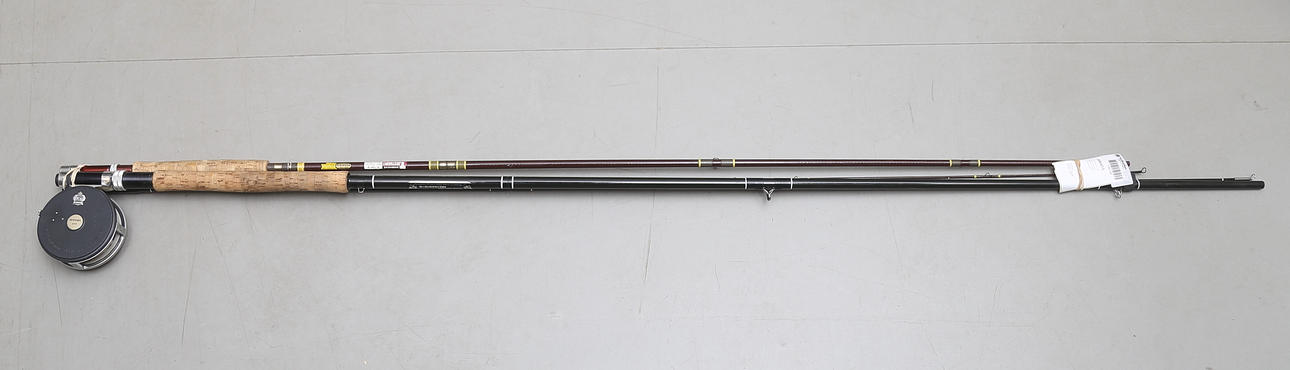 FLUGFISKE, två spön, en rulle, Ryobi, Olympie, Shakespeare.