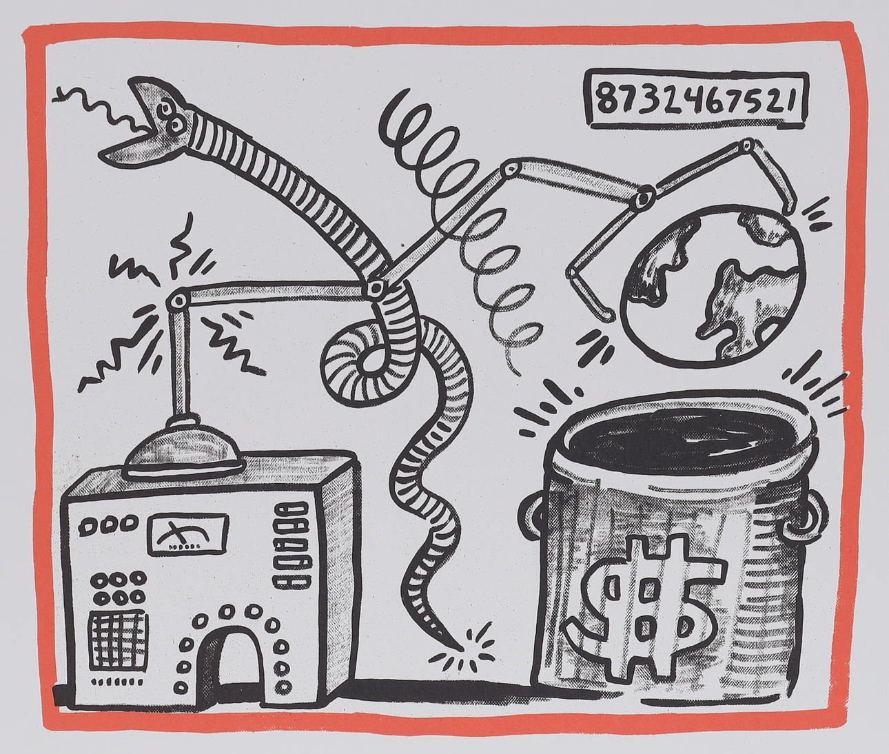 KEITH HARING. After. Lithograph, “Planet Earth”, unsigned, KH Gallery, 1990.