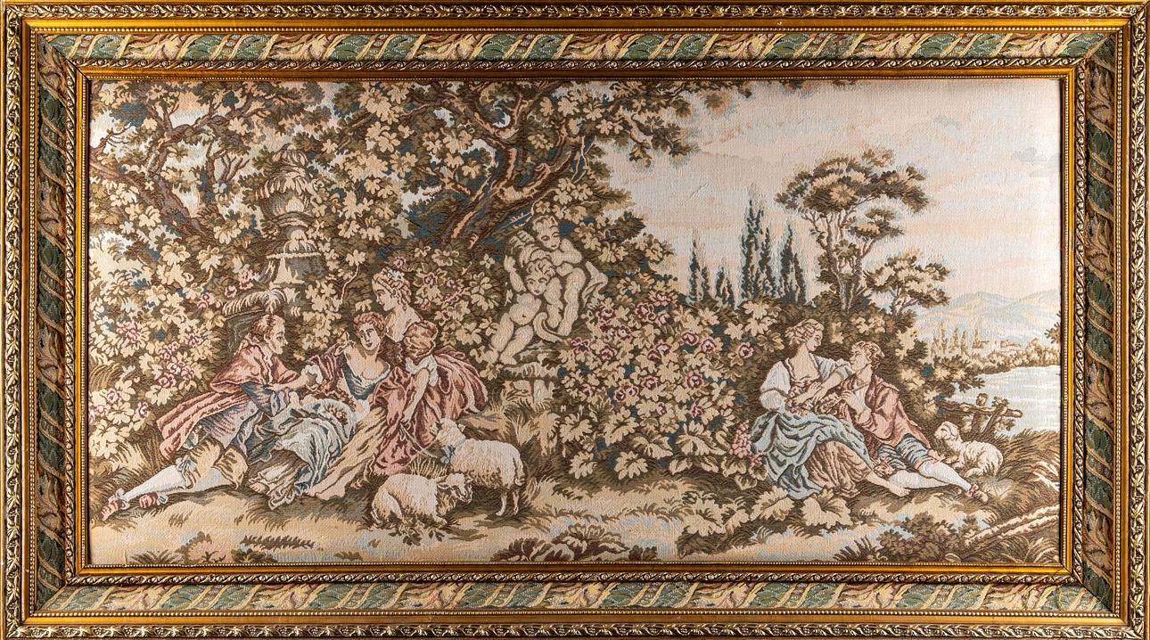 Maalaus, brodeerattu kangas, ca 1900.