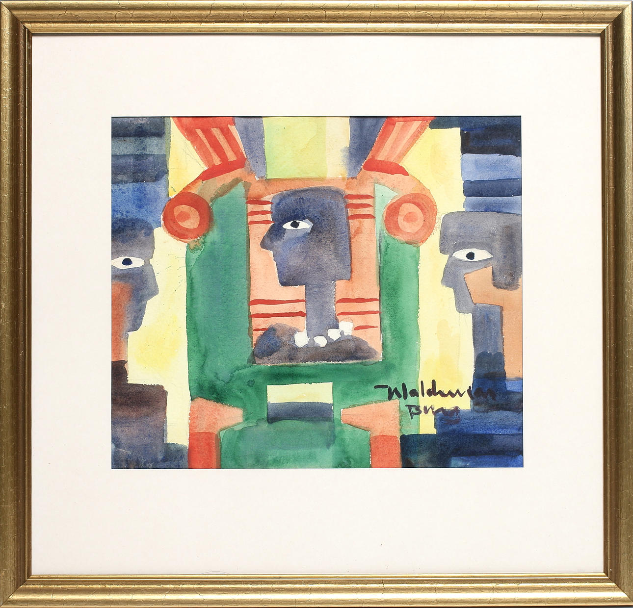 WALDEMAR BERG. Figurer, akvarell, signerad.