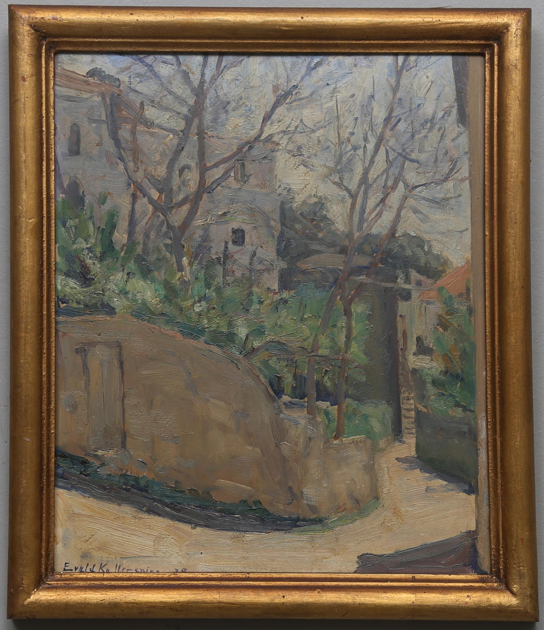 EVALD KALLSTENIUS. "I Positano". Olja på pannå. Signerad och daterad -28.