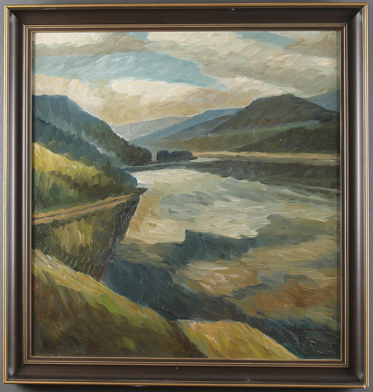 WALDEMAR BERG. Bergslandskap, olja på duk, signerad.