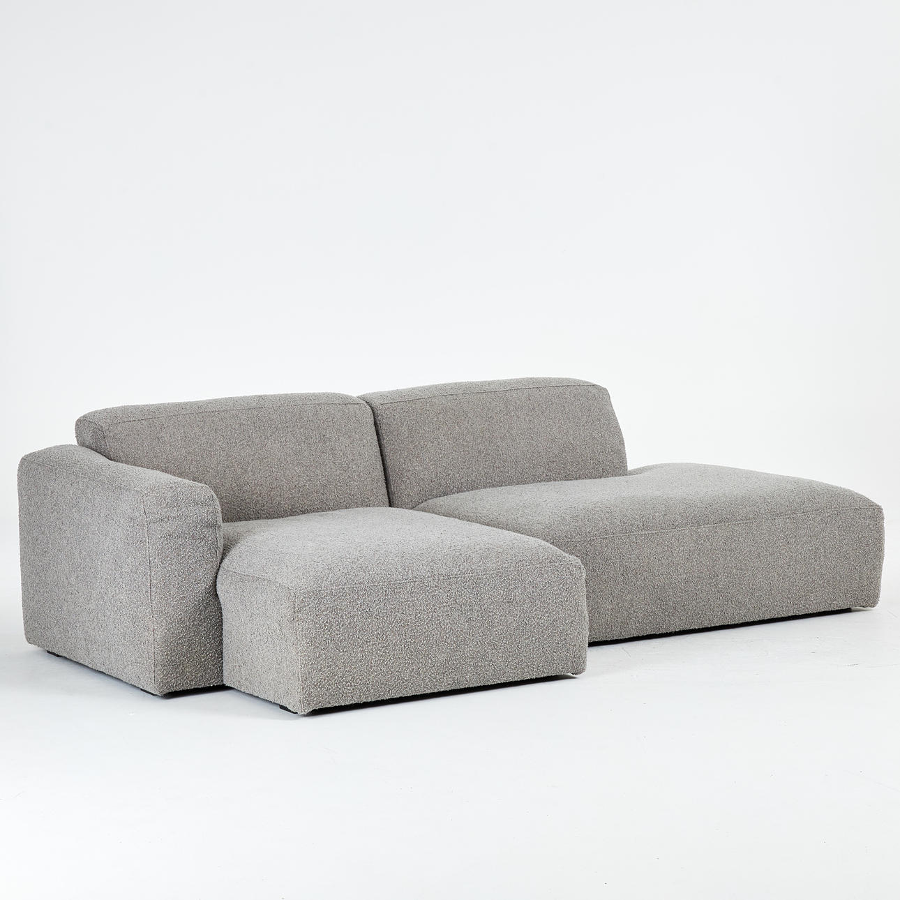 SOFA, A.Huseby, sofa module 2 dlr, brick left chaise lounge and open end right, textile upholstered, Light Grey, labeled.