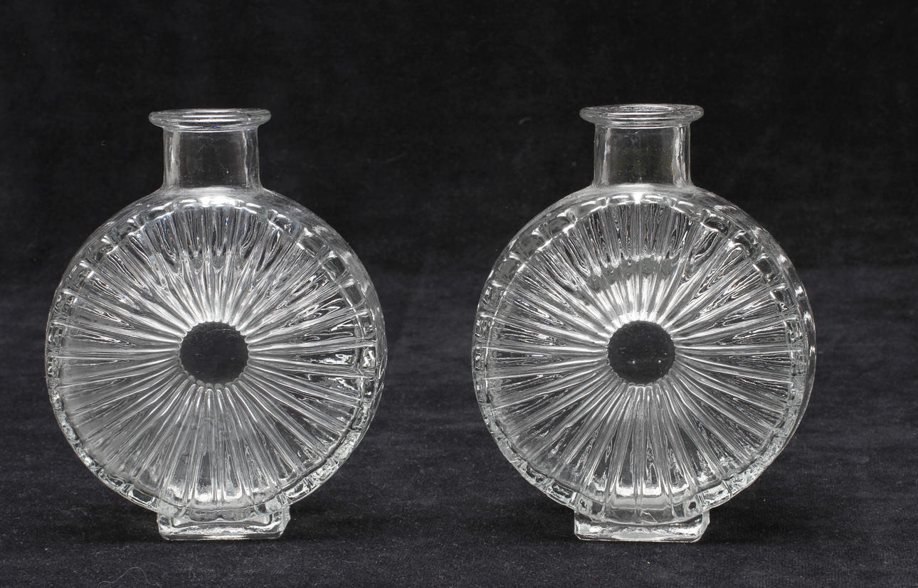 FLASKOR, "Solflaska", glas, ett par, Helena Tynell, Riihimäen Lasi.