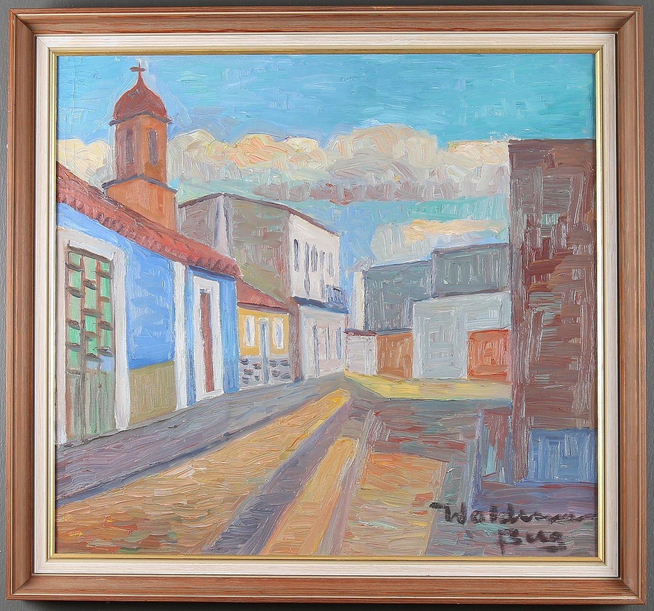 WALDEMAR BERG. Sydländsk stadsbild, olja på duk, signerad.