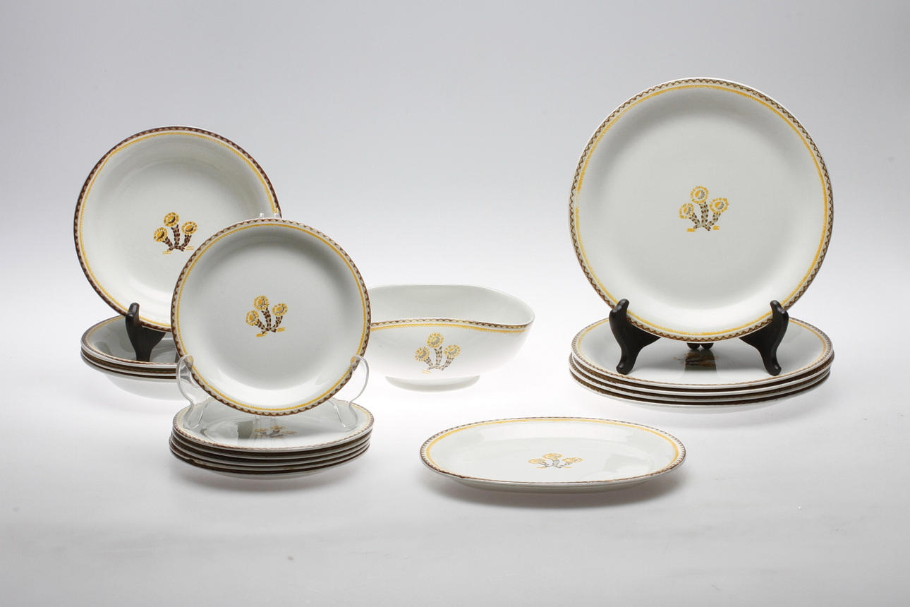 SERVISDELAR, flintgods, "Tussilago", Wilhelm Kåge, Gustavsberg.