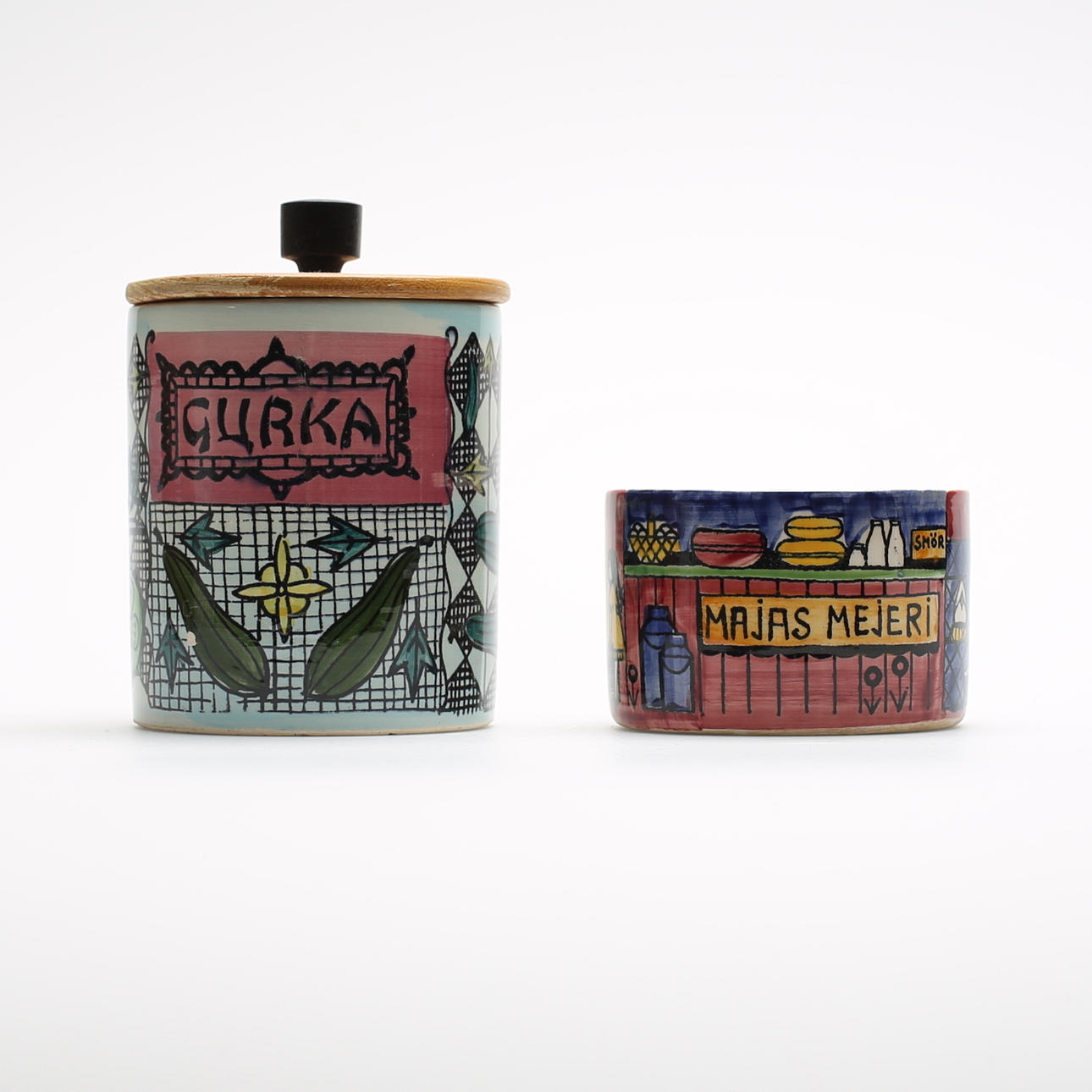 BURKAR, 2 st, flintgods, "Vår lilla stad", Anita Nylund, JIE Gantofta samt "Gurka", Deco Hälsingborg.