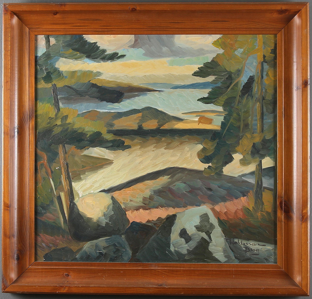 WALDEMAR BERG. Skogsvy, olja på duk, signerad.