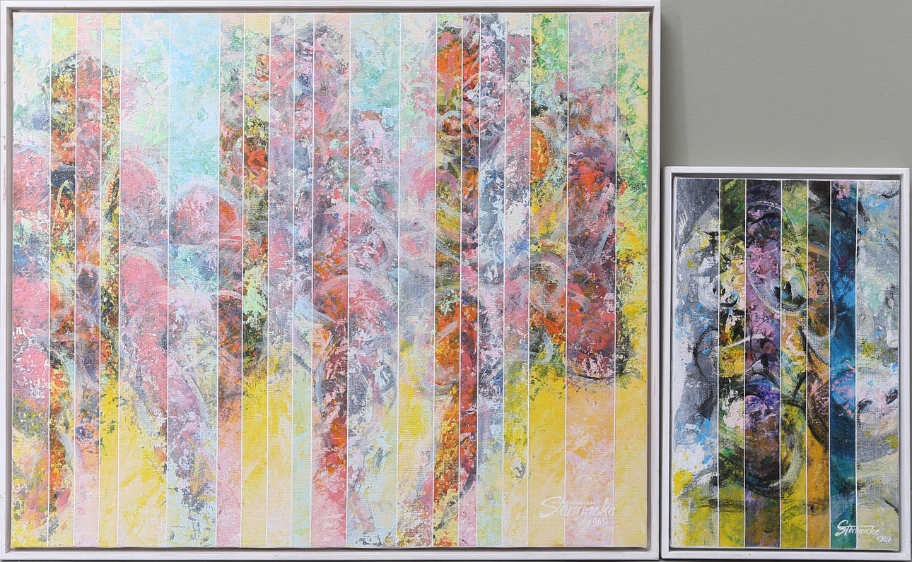 OIDENTIFIERAD KONSTNÄR. Kompositioner, oljor på duk, signerade Stennacke.