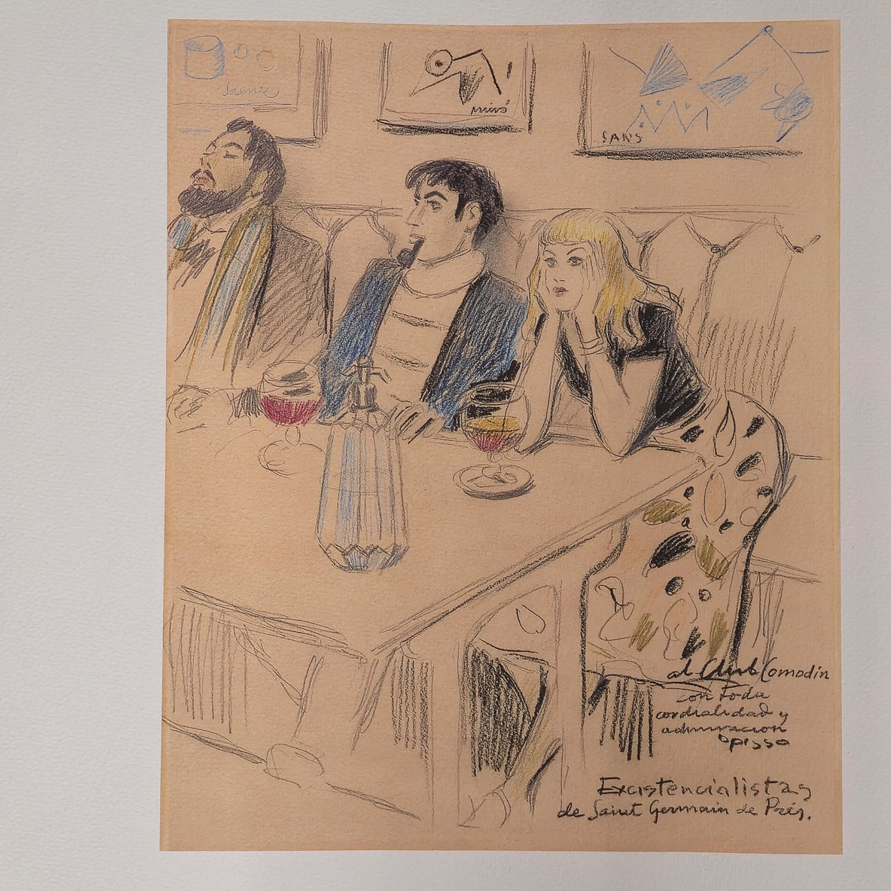 RICARD OPISSO. TRYCK PÅ TRYCK PÅ SMUTSIGT PAPPER, ”EXISTENTIALISTER AV SAINT GERMAIN DE PARIS”.