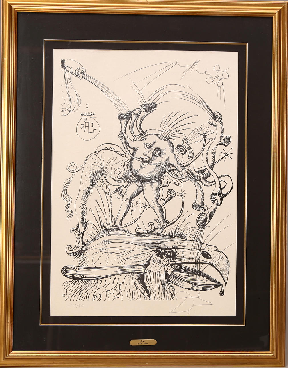 SALVADOR DALI. "Ur Pentagruel-serien", litografi EA 2/50, signerad Dali, 1973.