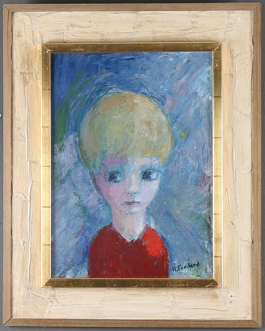 OIDENTIFIERAD KONSTNÄR. Porträtt av flicka, olja på duk, signerad A. Forslund.