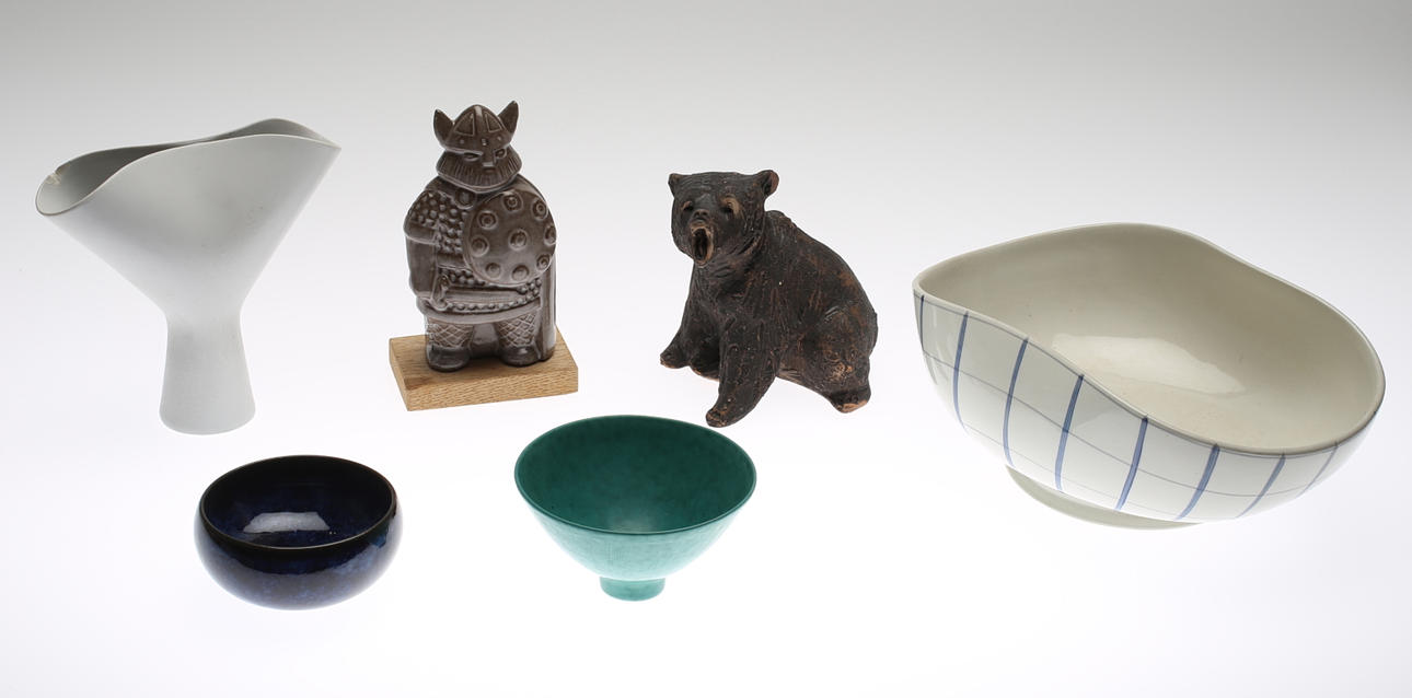 PARTI KERAMIK, 6 delar, bl.a Stig Lindberg & Wilhelm Kåge, Gustavsberg.