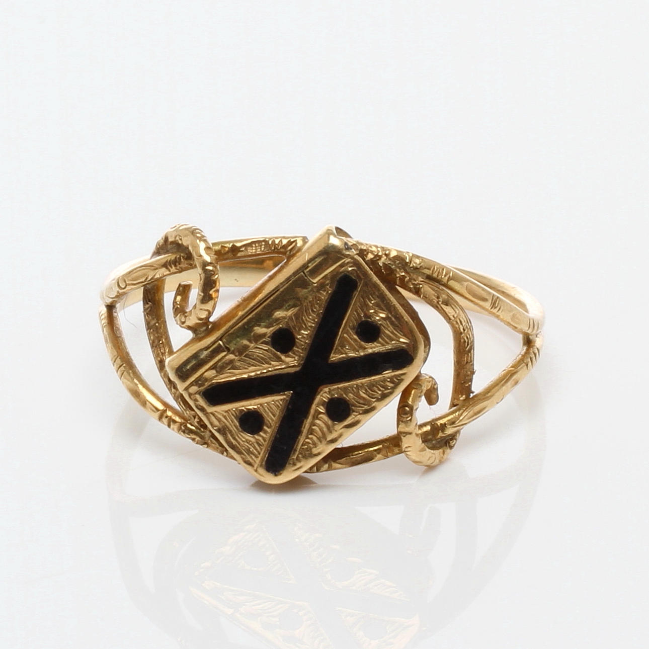 RING med gömma, 18k guld, otydlig mästarstämpel, Stockholm, 1869.