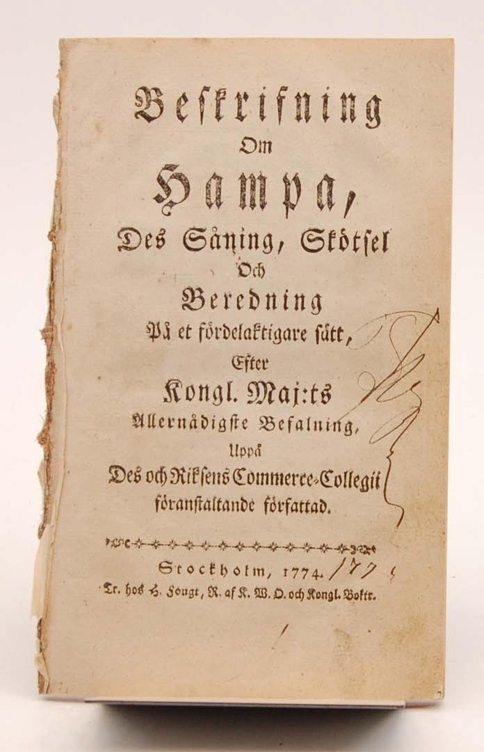 BOK. Beskrifning Om Hampa.