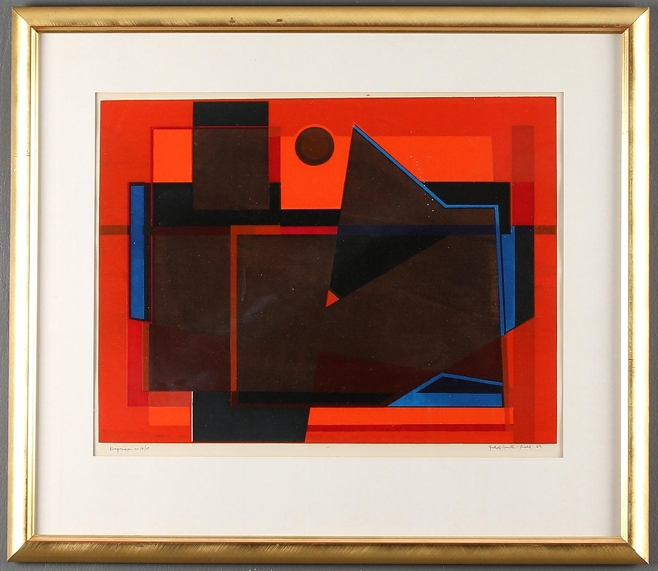 FRITHJOF SMITH HALD. "Komposisjon 10/10", Färgseriegrafi, signerad och daterad -67.