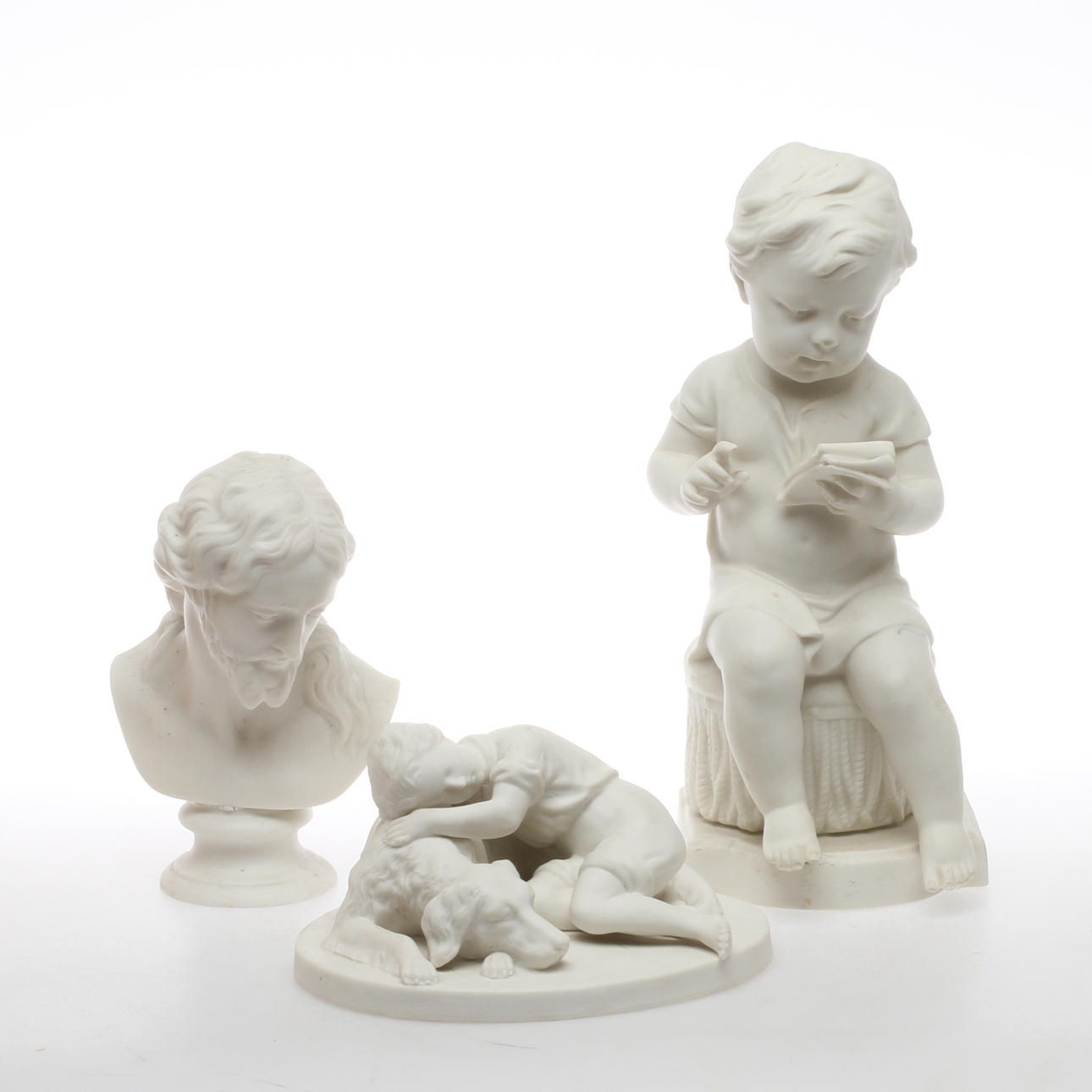 FIGURINER, 3 st, parian, Gustavsberg.