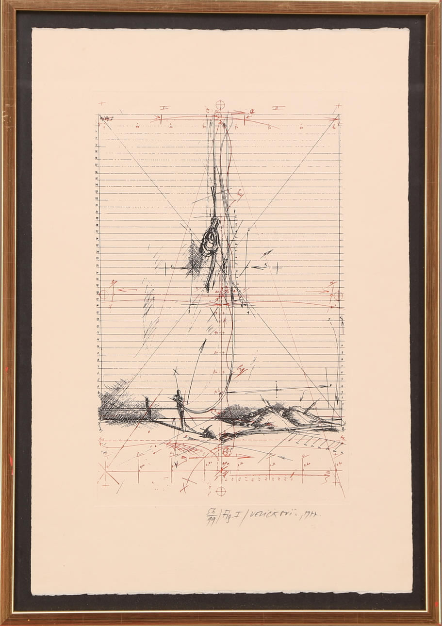 VLADIMIR VELICKOVIC. Komposition, färglitografi 56/99. signerad och daterad Velickovic 1977.