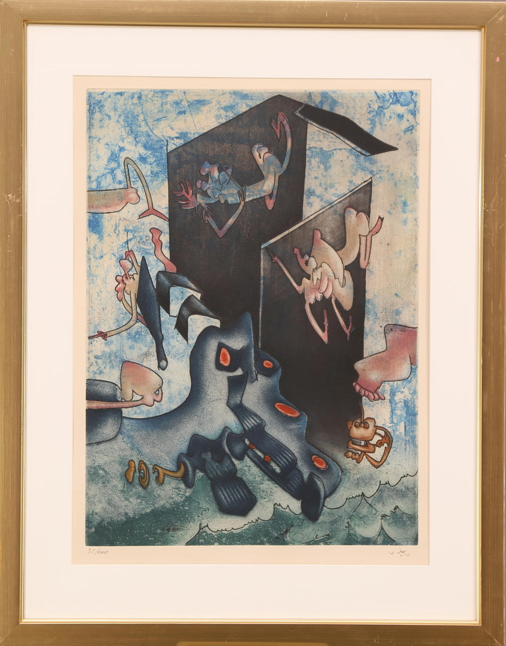 ROBERTO MATTA. "Dödsdansen", färgetsning 35/100, signerad, utförd 1972.